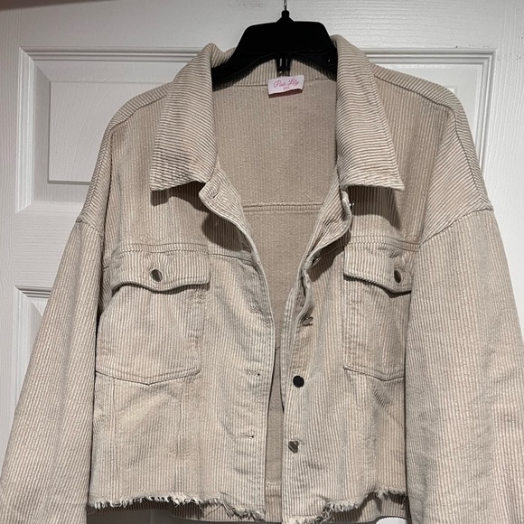 Pink lily Stone Colored Corded Raw Hem Jacket Size 2x-20 - Picture 6 of 11